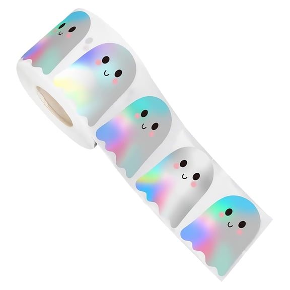 Clearance Under $0.7! 1ROLL Halloween Ghost Stickers, Vinyl Decal Roll for Journals & Crafts, Paper, (One Size, White)