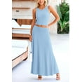 thumbnail image 4 of PRETTYGARDEN Women's 2 Piece Maxi Skirt Sets Casual Summer Knit Cropped Tank Top High Waisted Long Skirts Outfit, 4 of 10