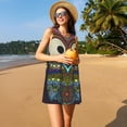 thumbnail image 3 of Easygdp Boho Owl para Vestido Transpirable de Mujer, Vestido Suelto de Manga Corta con Pliegues y Bolsillos para el Verano, 3 of 7