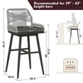 thumbnail image 5 of MEISSALIVVE Set of 6 Rattan Swivel Bar Stools, 30" Counter Height with Woven Rope Back, Cushioned Patio Bar Chairs for Kitchen, Garden, Gray, 5 of 7