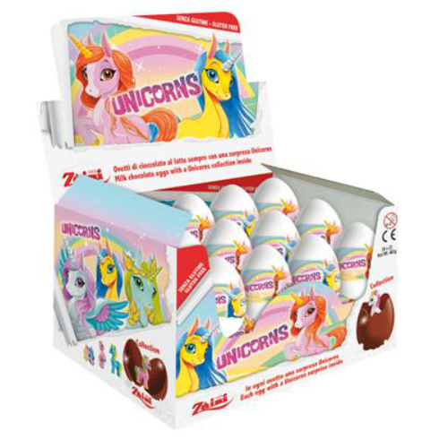 UNICORNS avec COLLECTION d'Œufs en Chocolat à l'Intérieur 20G 24PK