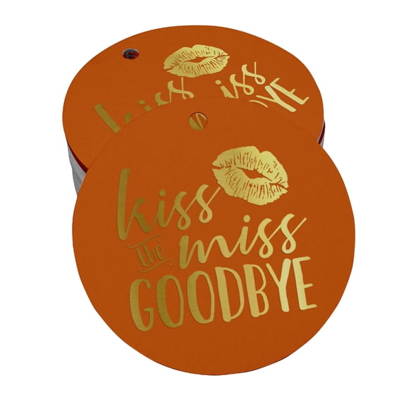 Inkdotpot Pack Of 100 Real Gold Foil Paper Tags Kiss The Miss Goodbye Bridal Shower Favor Hang Tags