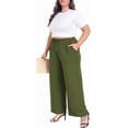 thumbnail image 2 of WUJINXIA Womens Plus Size High Waist Drawstring Wide Leg Palazzo Pants Casual Daily Trousers With Pockets 1X-5X, 2 of 5