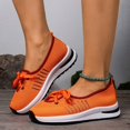 thumbnail image 2 of uvwlwu Women's Fly Weaving Middle Elderly Weaving Mesh One Footsteps Lightweight Non Comfortable Walking Breathable Shoes(Orange,7), 2 of 9