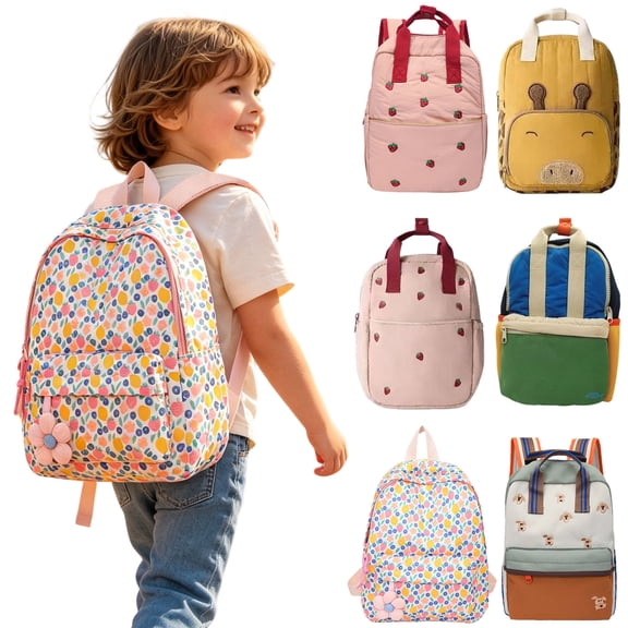 syligr Kids Cartoon Backpack for Preschool Daycare, Lightweight Nylon Schoolbag with Wide Shoulder Straps, Cute Children’s Bookbag for Outdoor Travel Activities, Toddler Gift for Boys Girls
