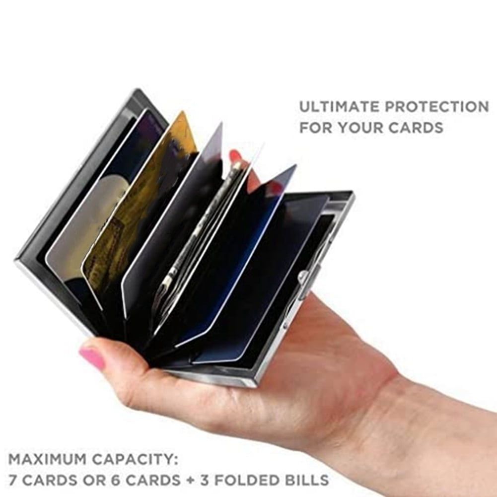 details Mam meerderheid Metal Card Holder Wallet,Ultra Thin Stainless Steel Metal Wallets RFID  Blocking Credit Card Wallet Holder,Black - Walmart.com