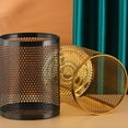 thumbnail image 2 of Matsuzay Bote de basura de metal dorado Contenedor de papel de desecho elegante y funcional Fácil de limpiar Gran capacidad Suministros de limpieza para el hogar color ilusorio, 2 of 6