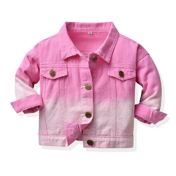 SHIWEN 3M-10Y Girls Boys Denim Jacket for Kids Baby Spring Fall Button down Jean Jacket Toddler Gradient Color Short Denim Jacket Coat