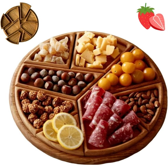 Puzzle Serving Tray - Wood with Removable Compartments, Funny Puzzle Shaped Serving Tray for Fruits, Nuts, Snack, Suitable for Kitchen Christmas Halloween Home Decor