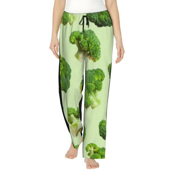 Balery Broccoli 3 Pantalones de pijama para mujer, pijamas ultraligeros, pantalones de estar por casa-X-Large
