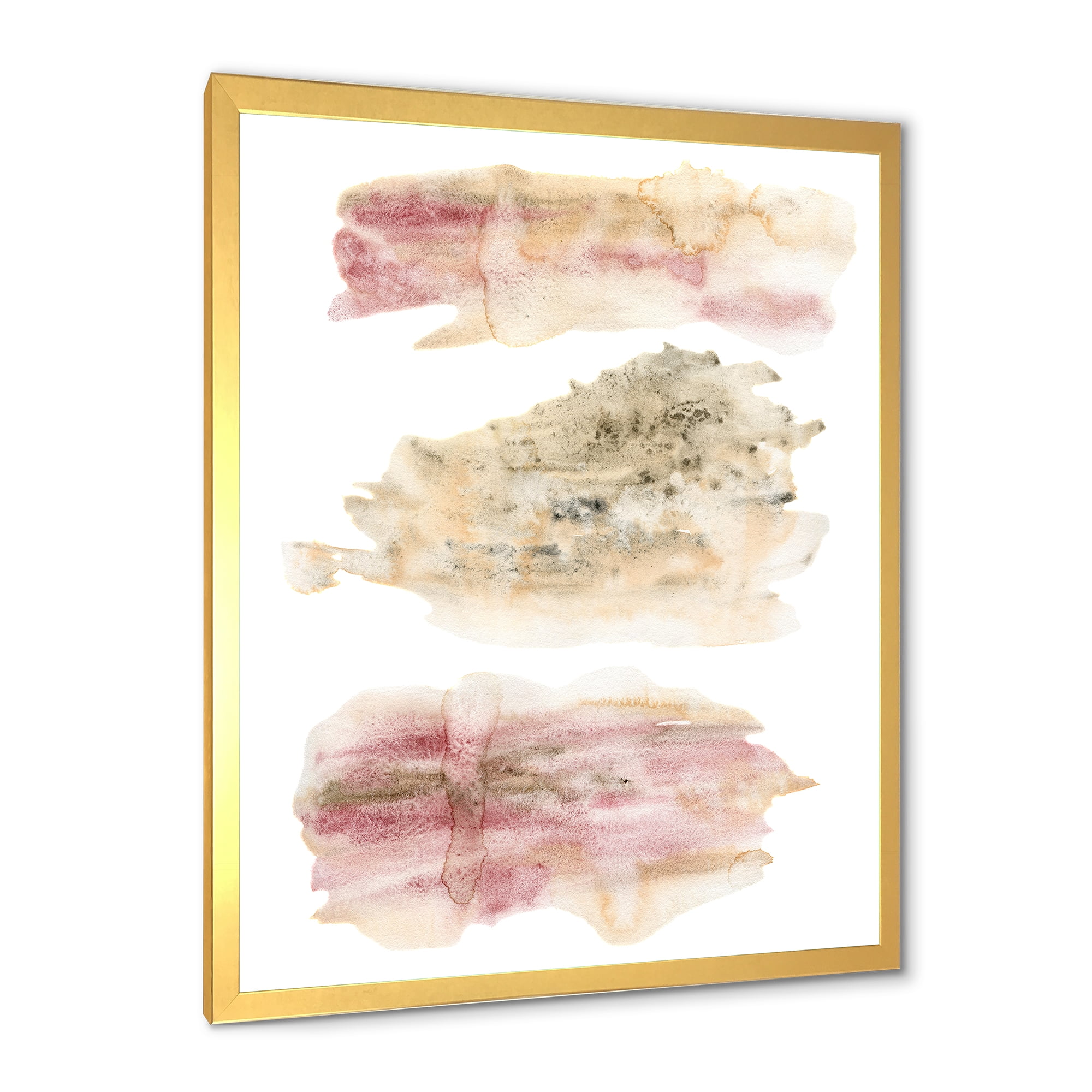Designart 'Pink and Golden Abstract Clouds' Modern Framed Art Print