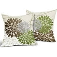 thumbnail image 6 of Brown Green Pillow Covers 18x18 Dahlia Flower White Gray Elegant Colored Throw Pillows Farmhouse Outdoor Decor for Home Living Room Sofa Bed Modern Floral Linen Square Cushion Case, Set of 2, 6 of 6