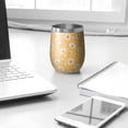 thumbnail image 3 of 12oz Stemless Wine Tumblers Yellow Daisy Flower Retro Pattern Vacuum Insulated Stainless Steel Travel Tumbler Cups Mug with Lid and Straw for Champaign,Cocktail,Beer with Cleaning Brush, 3 of 5