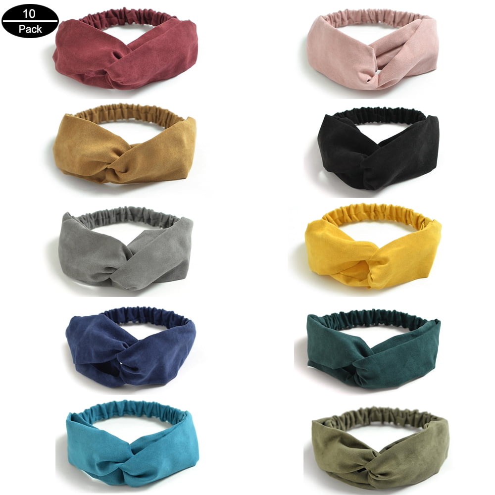 Women's Cute Knotted Headband, 10 Pack Boho Headbands for Women，Knotted