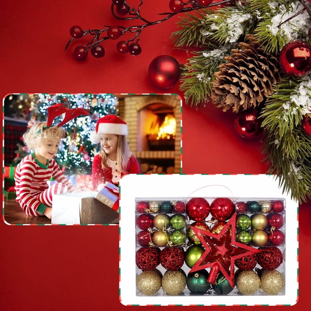 Fiudx Juego de Adornos Navideños, 101 Piezas Irrompibles para Árbol, Bolas de Purpurina Multicolor Brillante y Mate, Ideales para Fiestas y Bodas, Decoración Elegante para El Hogar, Diseño de Alta Ca