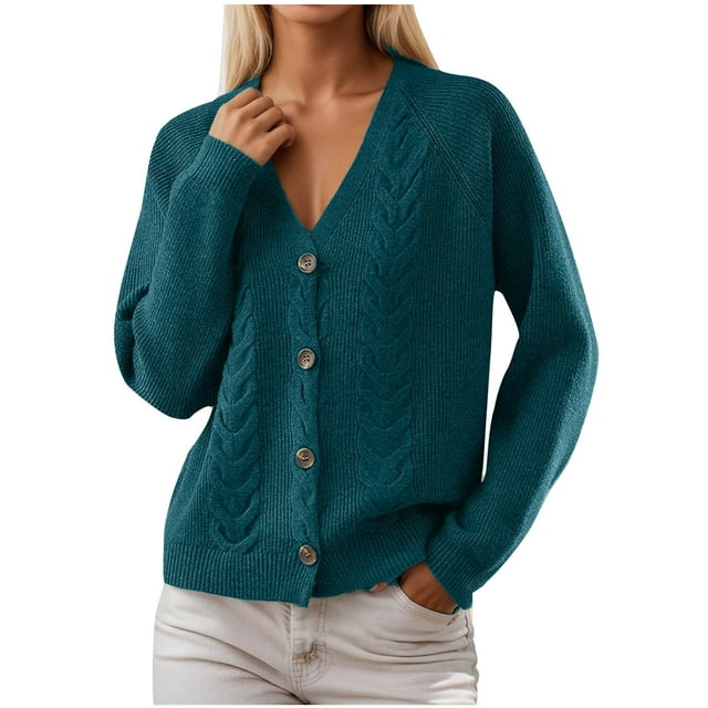 Cardigans pour Femmes, Cardigan Tricoté Doux à Manches en V et Boutons, Longs Cardigans pour Femmes