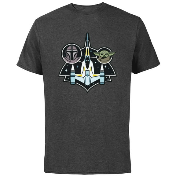 Star Wars The Mandalorian and Grogu N-1 Starfighter Top View - Short Sleeve Cotton T-Shirt for Adults - Customized-Charcoal