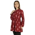 thumbnail image 2 of Moomaya Printed Womens Full Sleeve Tunic Mandarin Collar Fit & Flare Long Top, 2 of 7