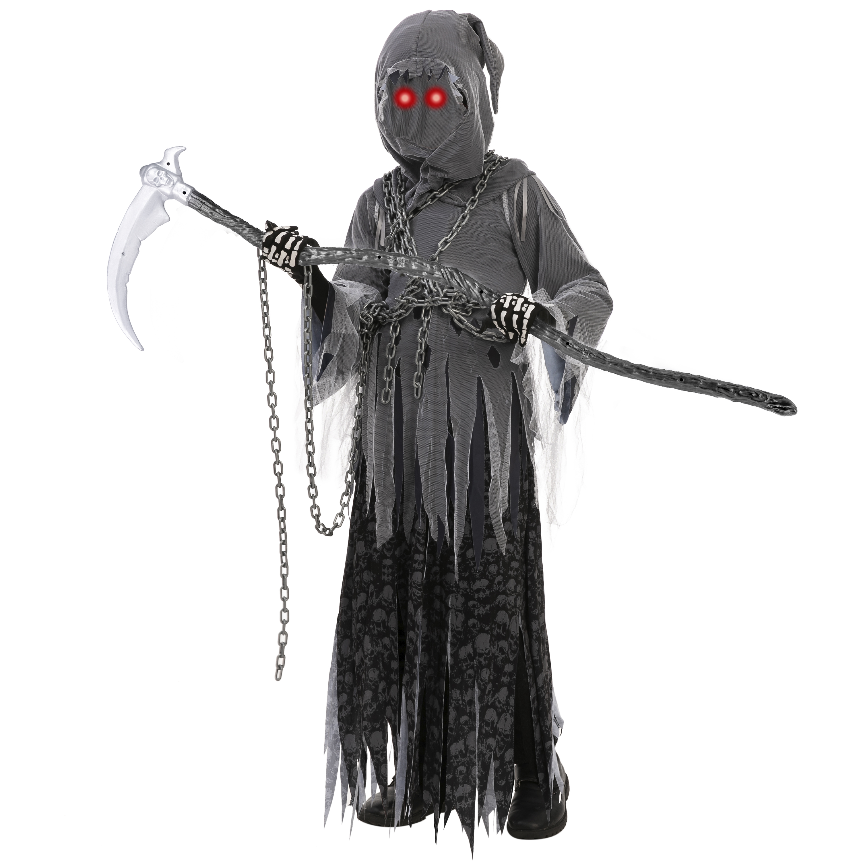 Joyfy Grim Reaper Costume for Kids with Glowing Eyes photo 2