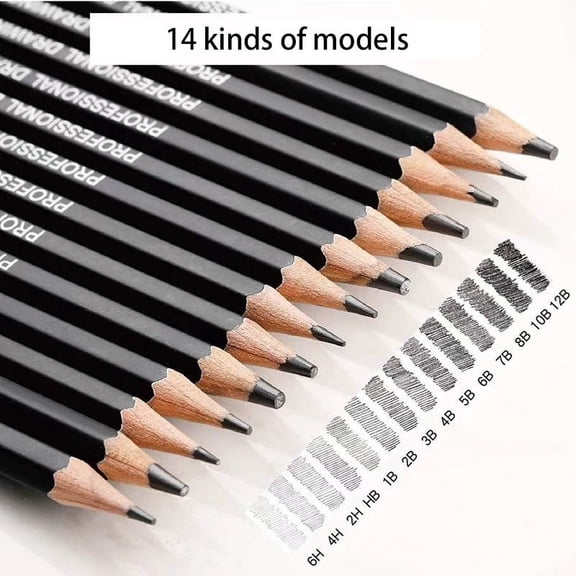 Vruelia 14 Art Sketch Wooden Pencil Charcoal Artist Pencils For Drawing Sketching Shading Draw Tones Shades