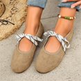 thumbnail image 7 of Dweltoz Womens Mary Jane Flats Round Toe Lace‑Up Bow Knot Dressy Casual Ballet Flats Comfortable Slip On Low Heel Shoes with Cross Straps,Khaki 8.5, 7 of 7