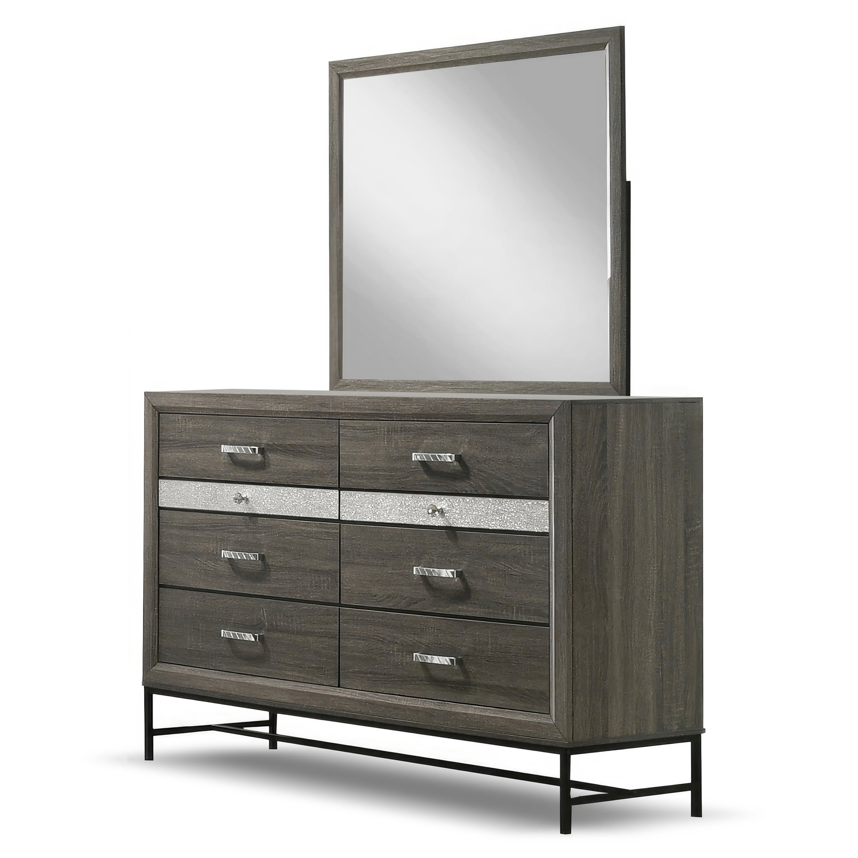 Furniture of America Joolen Wood Gray 2-Piece Dresser and Mirror Set