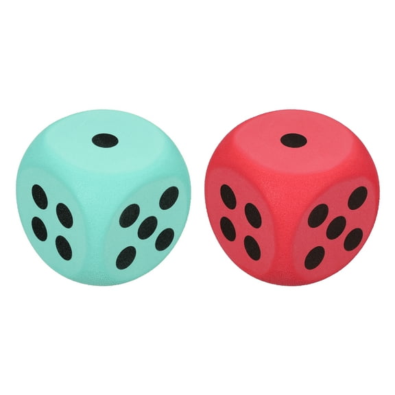 2Pack Foam Dice, 8cm/3.15inch Eva 6-Sided Dice Stress Ball Squeezable Blocks for Board Games Relieve Stress Anxiety (Green, Red)