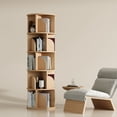 thumbnail image 2 of Yowos Rotating Bookshelf, 5 Tier Small Bookcase Corner Shelves Display Storage Tower Space-Saving Revolving for Small Space, Natural Color, 2 of 9