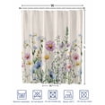 thumbnail image 4 of Split Shower Curtain for Transfer Bench, Spring Floral Fabric Shower Curtains for Bathroom, Watercolor Herbs Summer Botanical Rustic Tub Sliding Transfer Bench Waterproof Bath Curtains 72"x72", 4 of 9