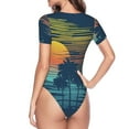 thumbnail image 4 of Easygdp Palm Trees Women's One-Piece Swimsuit Slim Fit Crew Neck Bodysuit Athletic Swimwear with Concealed Buckle - Medium, 4 of 9