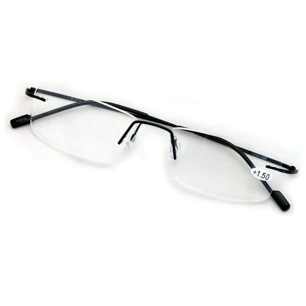 Full Rimless Lightweight Slim Sleek Low Profile Reading Glasses Thin Classy Metal Smart