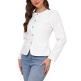 thumbnail image 4 of INSPIRE CHIC Business Casual Blazer Jackets for Women Long Sleeve Collarless Button Down Office Work Suit Jacket XS White, 4 of 6