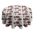 thumbnail image 4 of Red Christmas Farm and Truck Pattern Round Tablecloth 60"x60",Wrinkle Wipeable Table Cloth for Kitchen Dining Room Picnic Patio Party, 4 of 6