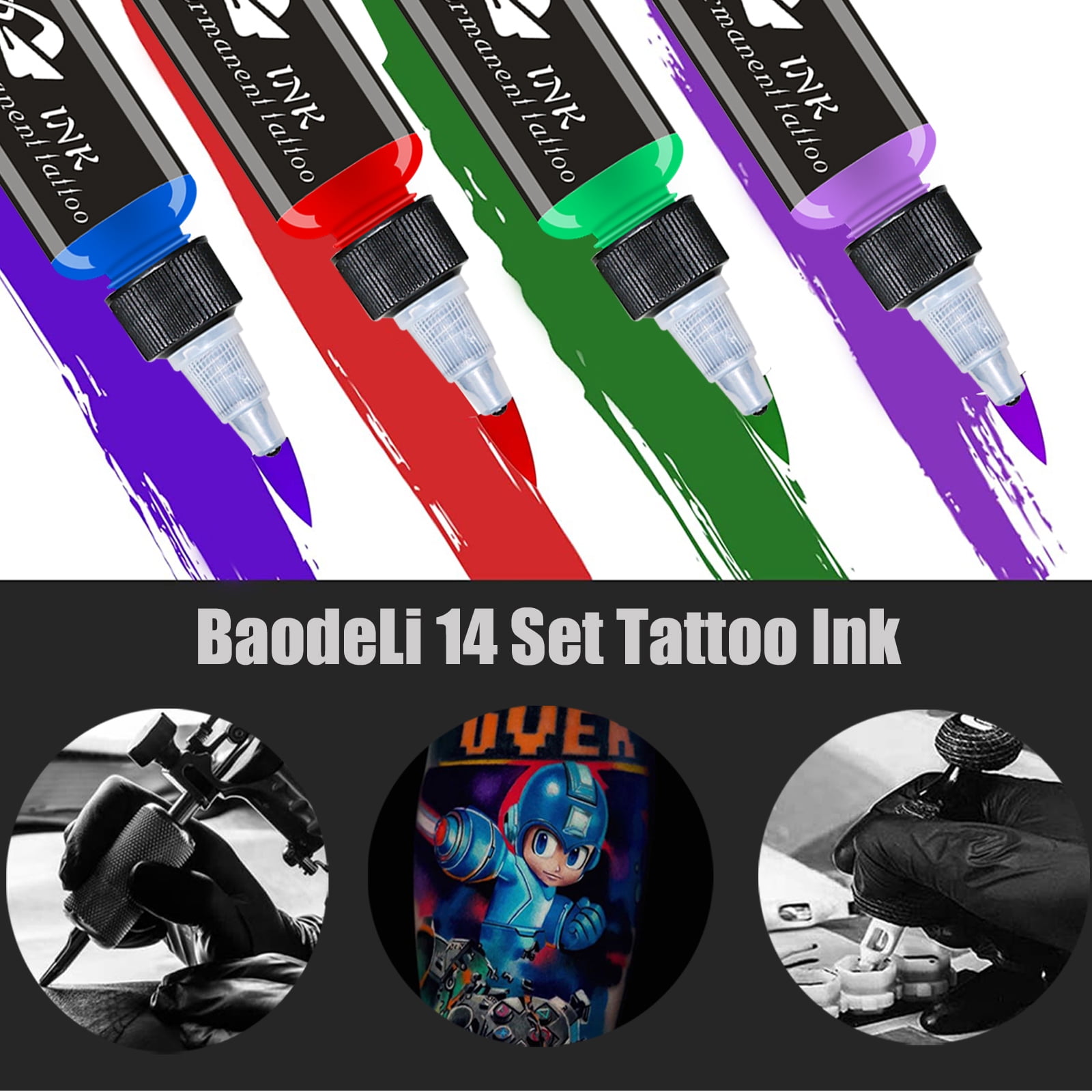 BaodeLi 14PCS Tattoo Ink Colors Set, 1oz (30ml) Tattoo Inks Pigment Kit for  Tattoo Kit Tattoo Ink Color Set Tattoo 30-14 