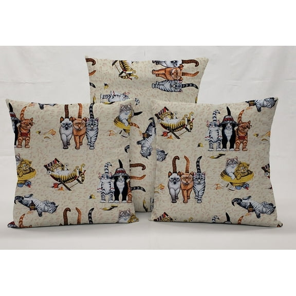 Beach Cats Pillowcase / Pillow Cover (12 x 12)
