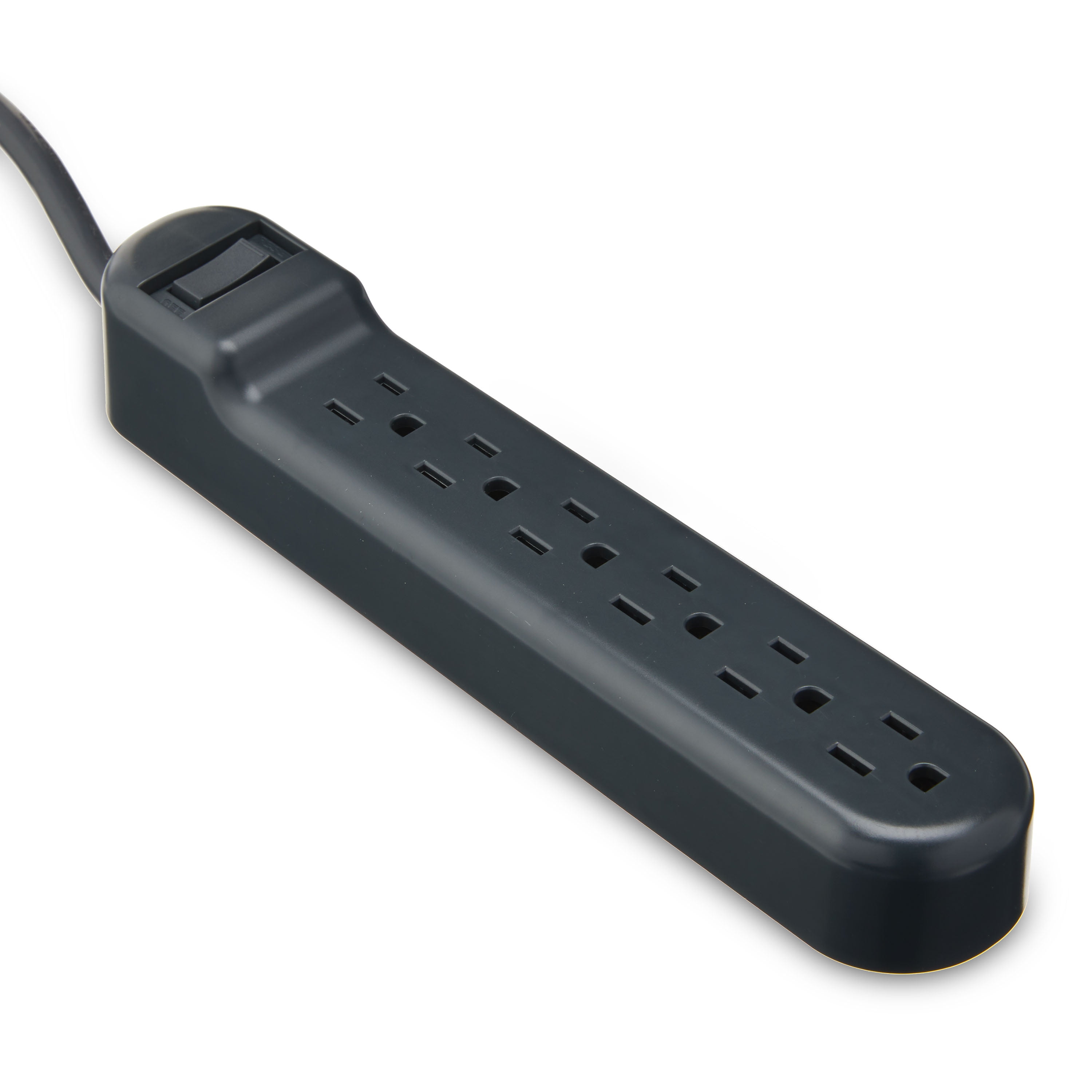 onn. 6-Outlet Surge Protector, Gray, 2 Pack