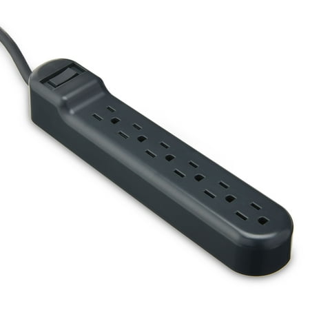 onn. 6-Outlet Surge Protector  Gray  2 Pack