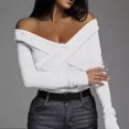 thumbnail image 3 of Women Exquisite Retro Young One Shoulder Backless Solid Color Long Sleeve Polyester Top(White,S), 3 of 4