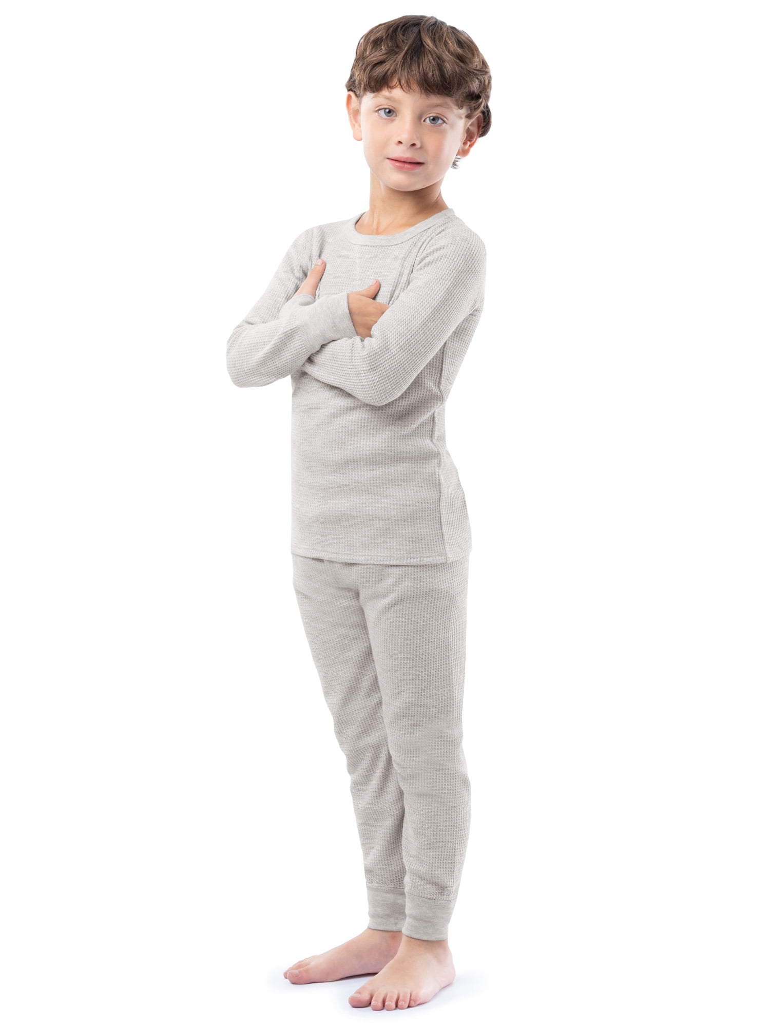 Athletic Works Boy's & Girl's Waffle Thermal Underwear Crew Top & Bottom Set, Sizes XS-XXL