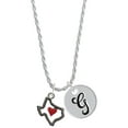 thumbnail image 1 of Delight Jewelry Silvertone Open Rope Texas with Red Heart Silvertone Script Initial Disc - G - Charm Necklace, 20"+3", 1 of 4