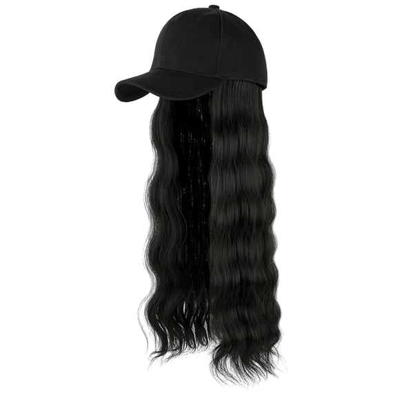 Ticikt Baseball Cap Hair Wave Curly Hairstyle Adjustable Wig Hat Attached Long Hair,Color:A