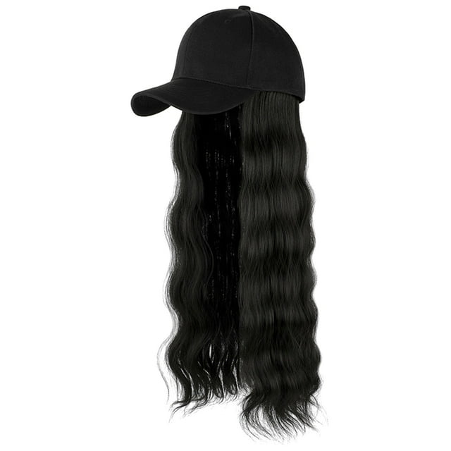 Baseball Cap with Attached Curly Hair - Adjustable Strap, Synthetic Fiber, 14" Cap, 55cm Hair Length, Cotton Cap, Casual/Party/Wedding, One Size