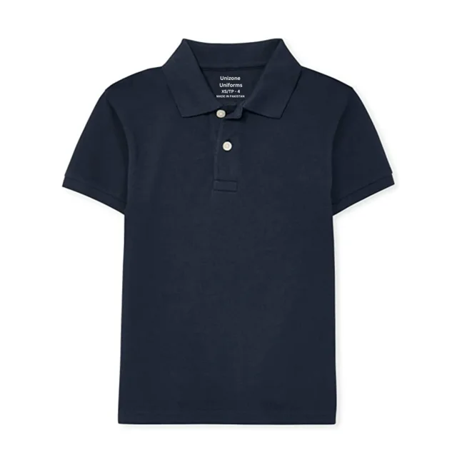 Unizone Uniforms Boy short Sleeve Polo shirt (X - Large, Navy Blue)