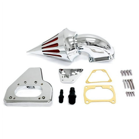 Krator Chrome Billet Aluminum Cone Spike Air Cleaner Kit Intake Filter Compatible with 2002-2009 Honda VTX 1800 Cruiser Motorcycle