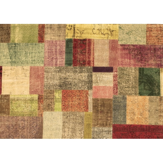 Ahgly Company Indoor Rectangle Patchwork Brown Transitional Area Rugs, 8' x 12'