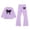 Light Purple, variant on Kids Girls 2 Piece Set Textured Flower Applique Top & Elastic Waist Yellow Pants Soft Breathable Outfit Black Size 7-8 Years
