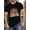 Black, variant on Breathable, Sweat-Absorbing, Cool, Versatile Base Layer with Halloween And Thanksgiving Letter Pattern Print Short Sleeves, Sweat-Resistant
