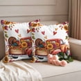 thumbnail image 2 of Fall Red Truck Outdoor Waterproof Pillow Covers, Thanksgiving Sunflower Turkey Maple Leaf Autumn Decorative Square Throw Pillowcase Sofa Cushion Sham for Patio/Couch/Chair, 24"x24" 2 Pack, 2 of 8