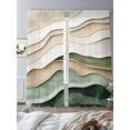 thumbnail image 3 of Abstract Wave Texture Sheer Curtains 84 Inches Long 2 Panels Green Beige Bump Theme Light Filtering Semi Sheer Window Curtains Drapes for Bedroom Living Room 52"x84", 3 of 7