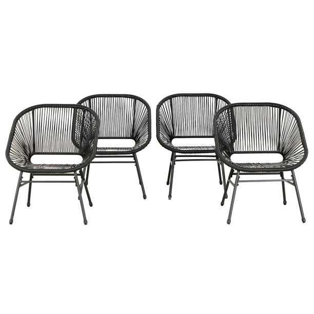 Sophia & William 4 Piece PE Rattan Wicker Chairs Outdoor Dining Chairs